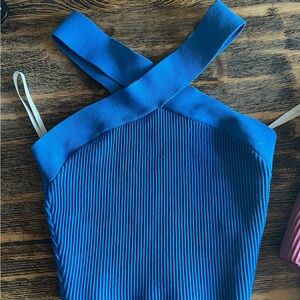 Aritzia Cross Neck Knit Cropped Top